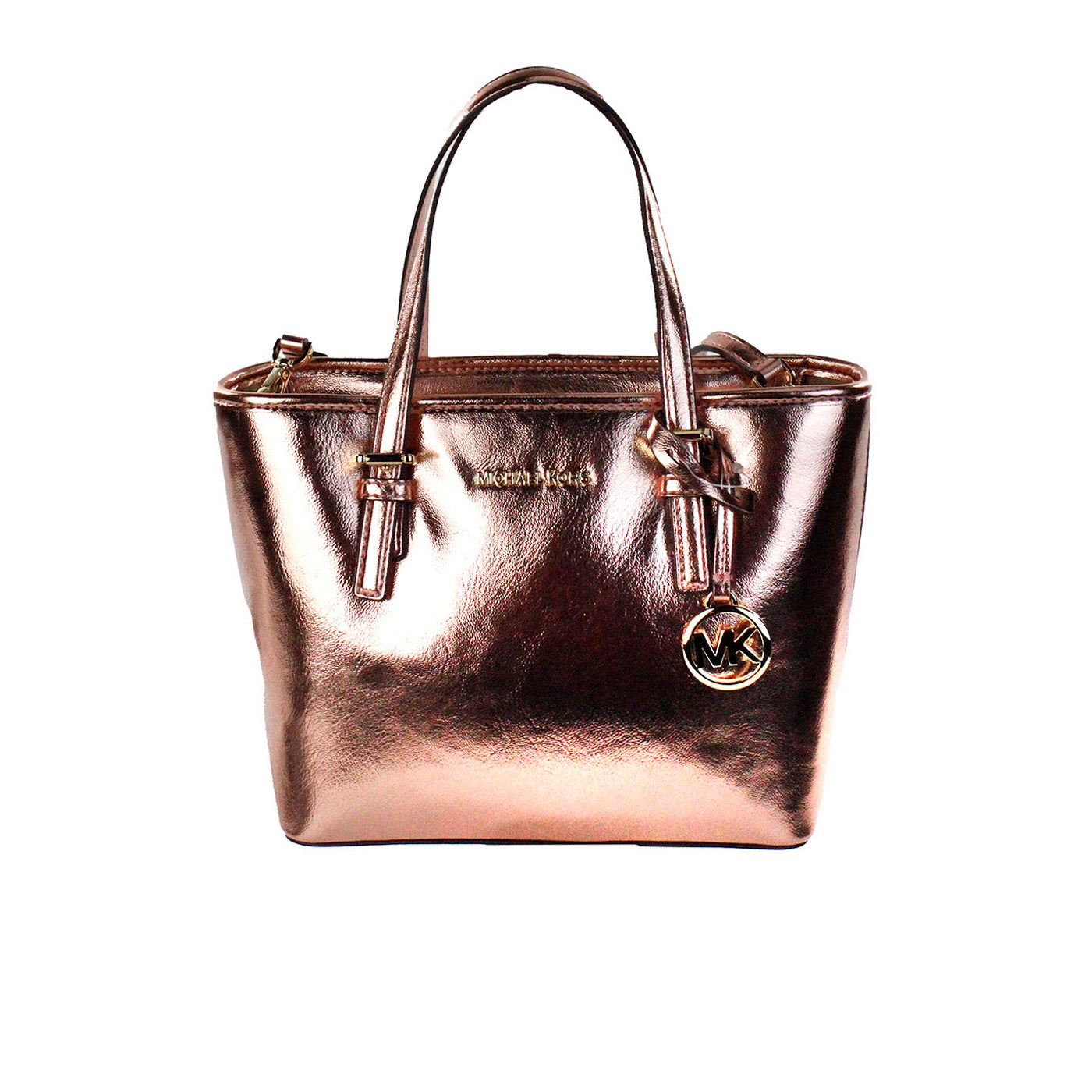 Michael Kors Jet Set Primrose Metallic XS Carryall Top Zip Tote Bag Handbag